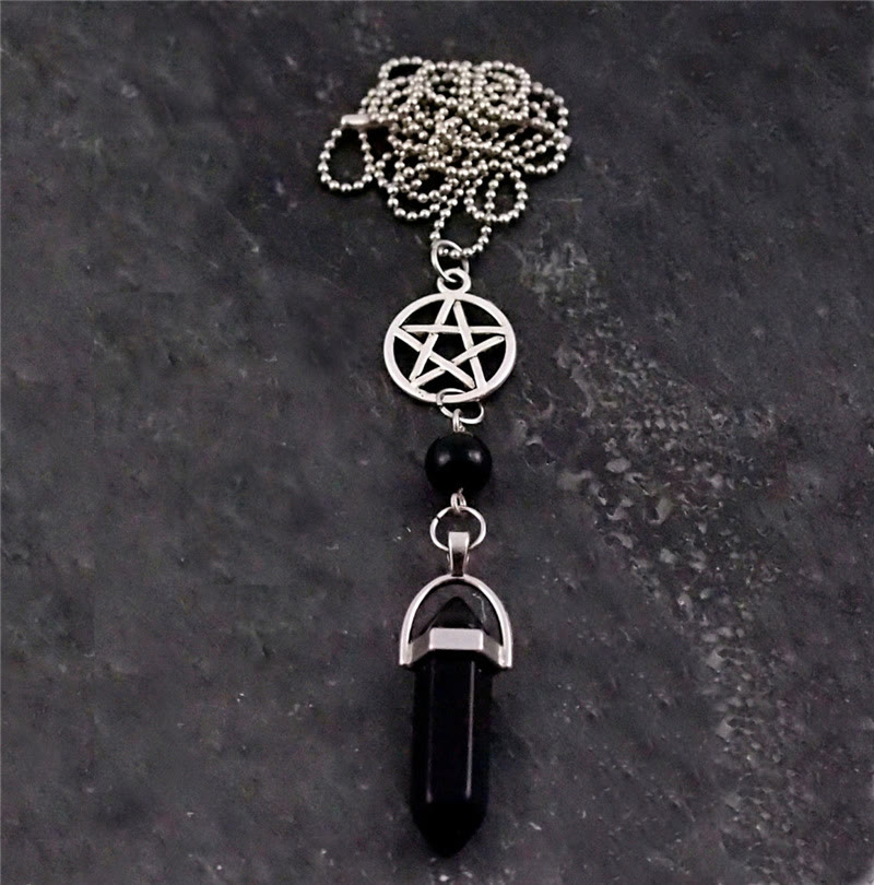 Collana curativa Olivenorma Pentagramma Tripla Luna Lapislazzuli