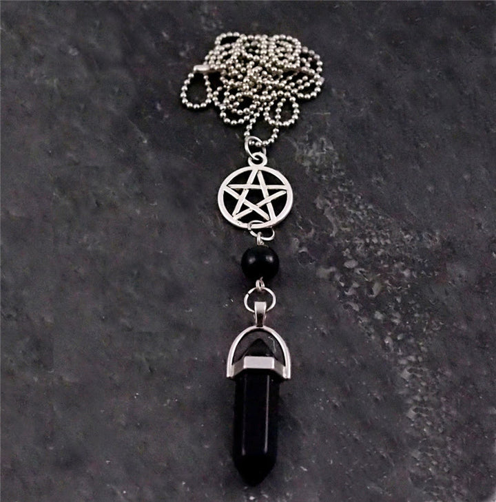 Collana curativa Olivenorma Pentagramma Tripla Luna Lapislazzuli