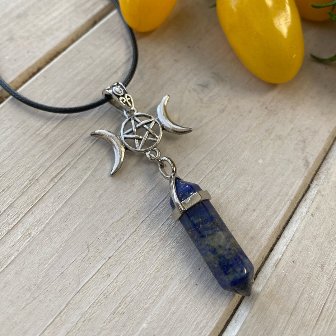 Collana curativa Olivenorma Pentagramma Tripla Luna Lapislazzuli