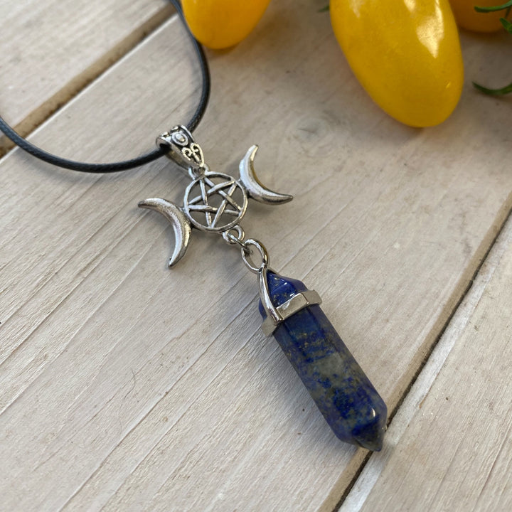 Collana curativa Olivenorma Pentagramma Tripla Luna Lapislazzuli