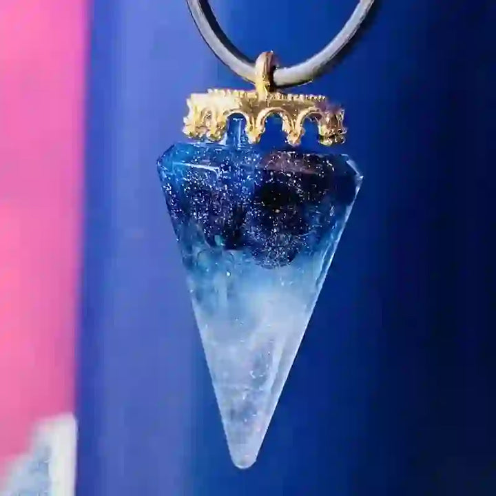 Collana di cristallo curativo naturale Olivenorma - Calcedonio blu e arenaria blu - image 6