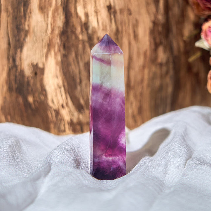 Olivenorma Bacchette di cristallo curativo prismatico di fluorite viola naturale