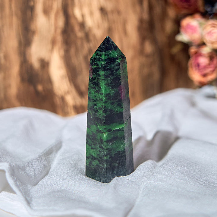 Olivenorma Grande Rubino Zoisite Cristallo Punte Bacchette Torre