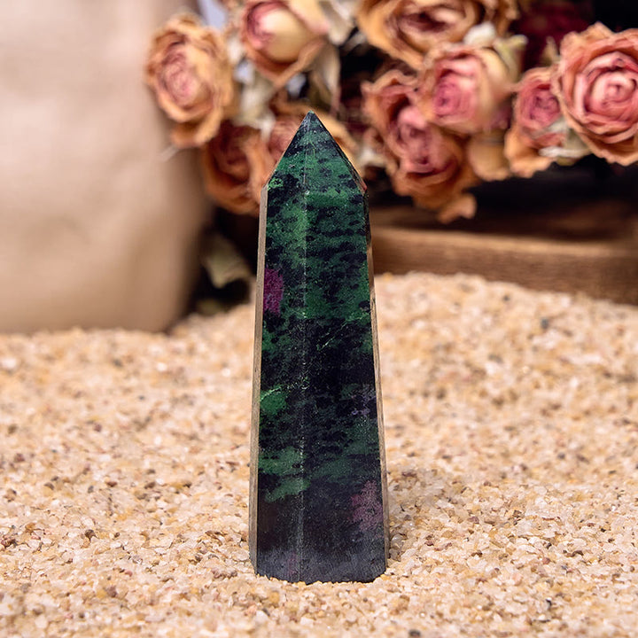 Olivenorma Grande Rubino Zoisite Cristallo Punte Bacchette Torre