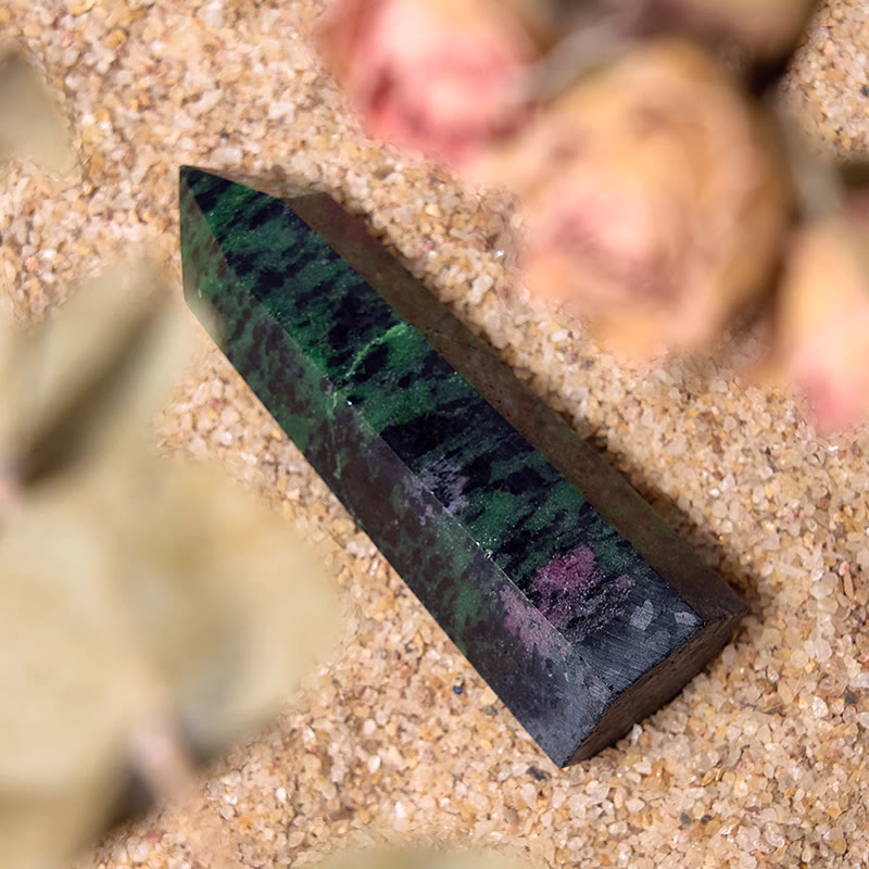 Olivenorma Grande Rubino Zoisite Cristallo Punte Bacchette Torre