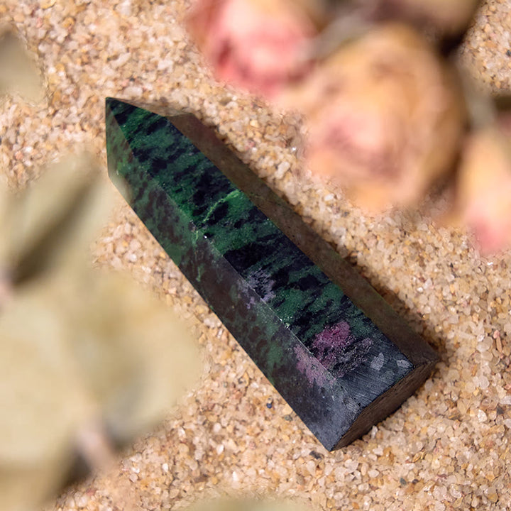 Olivenorma Grande Rubino Zoisite Cristallo Punte Bacchette Torre