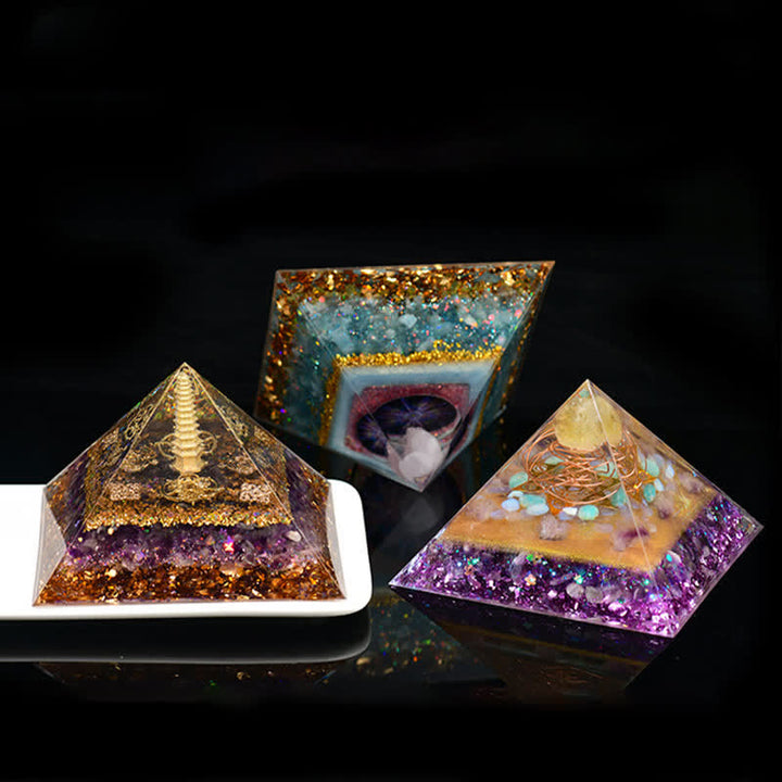 Olivenorma 8*12cm Piramide di Orgone in Pietra Naturale