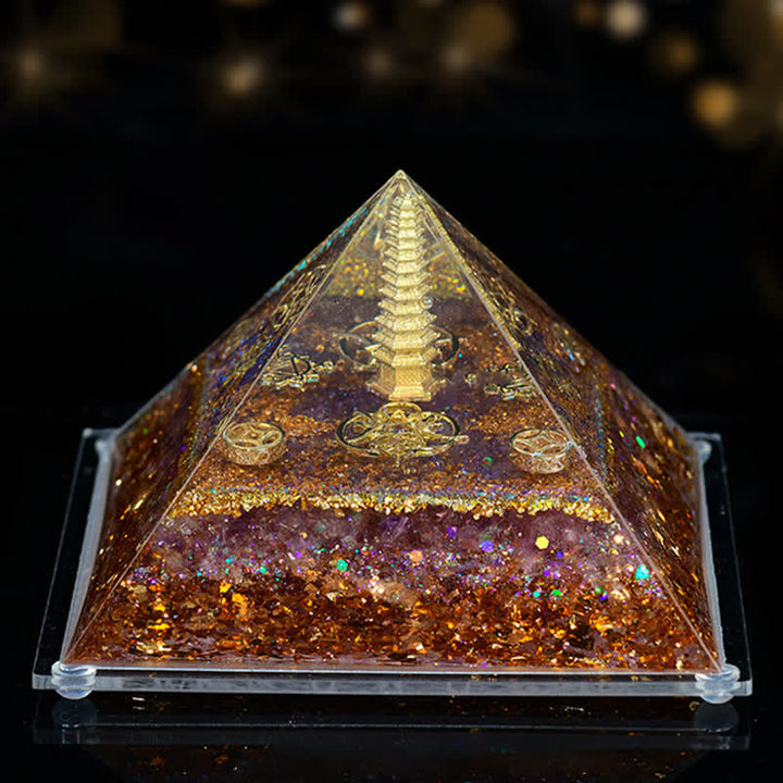 Olivenorma 8*12cm Piramide di Orgone in Pietra Naturale