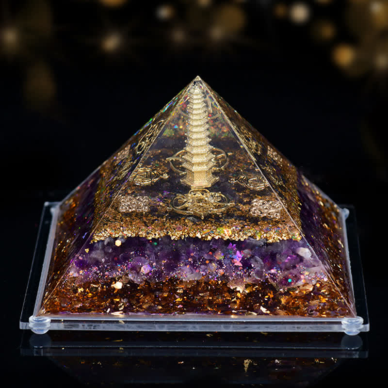 Olivenorma 8*12cm Piramide di Orgone in Pietra Naturale