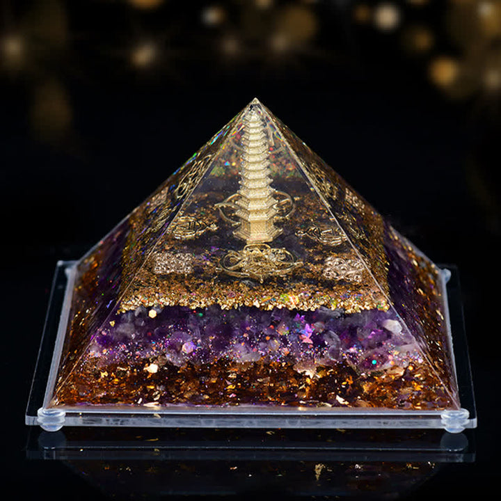 Olivenorma 8*12cm Piramide di Orgone in Pietra Naturale