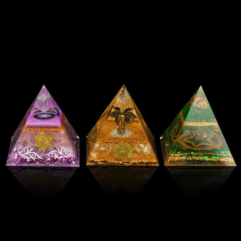 Olivenorma 12cm Piramide di Orgone di Guarigione Energetica in Pietra Naturale