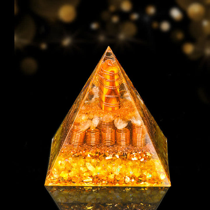 Olivenorma 12cm Piramide di Orgone di Guarigione Energetica in Pietra Naturale