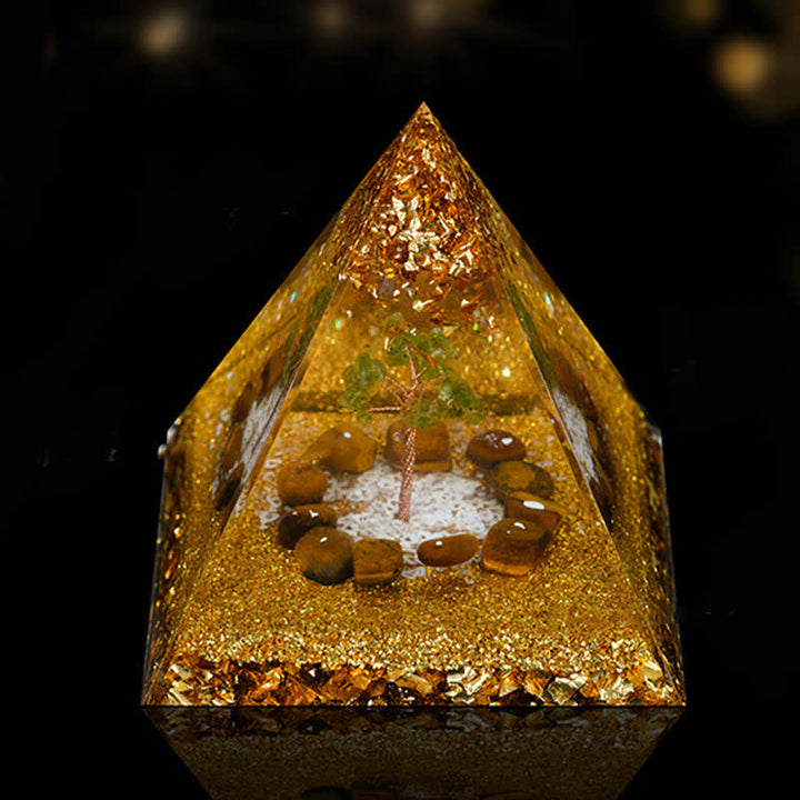 Olivenorma 12cm Piramide di Orgone di Guarigione Energetica in Pietra Naturale