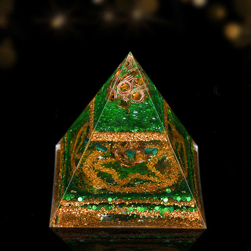 Olivenorma 12cm Piramide di Orgone di Guarigione Energetica in Pietra Naturale