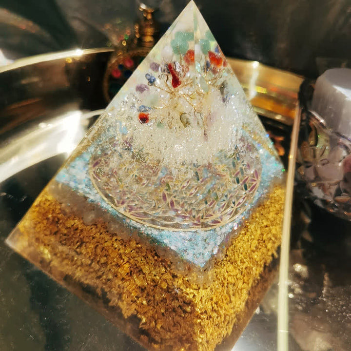 Olivenorma 15cm piramide di orgone di cristallo trasparente per la salute