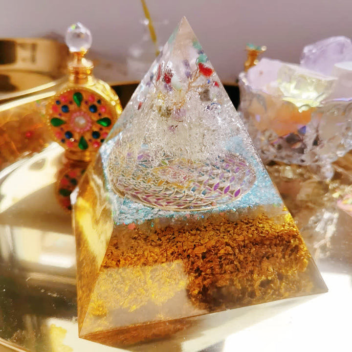 Olivenorma 15cm piramide di orgone di cristallo trasparente per la salute