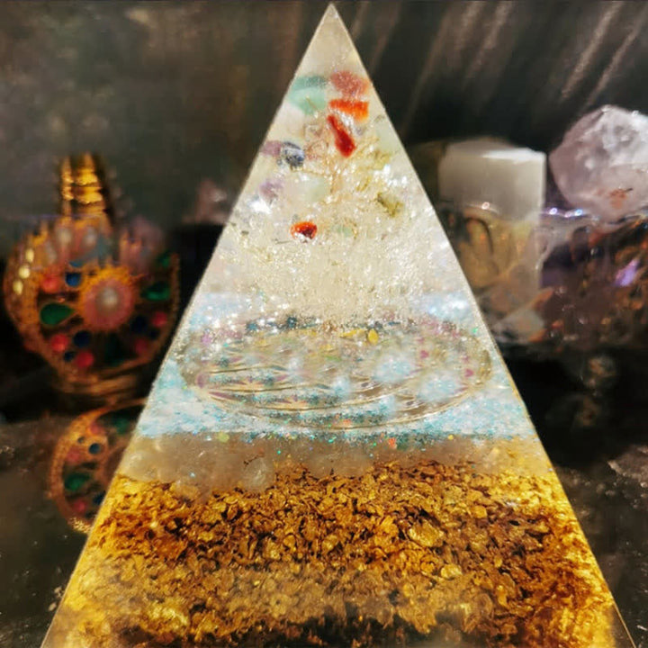 Olivenorma 15cm piramide di orgone di cristallo trasparente per la salute