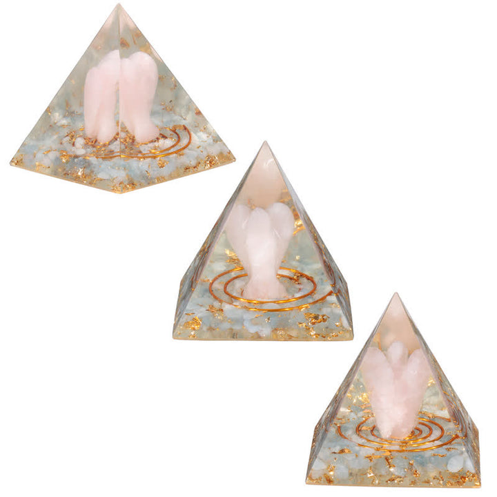 Olivenorma 5cm Piramide di Orgone con Angelo di Cristallo Naturale