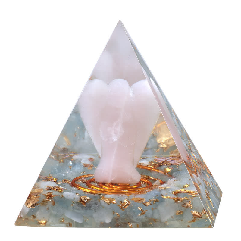 Olivenorma 5cm Piramide di Orgone con Angelo di Cristallo Naturale