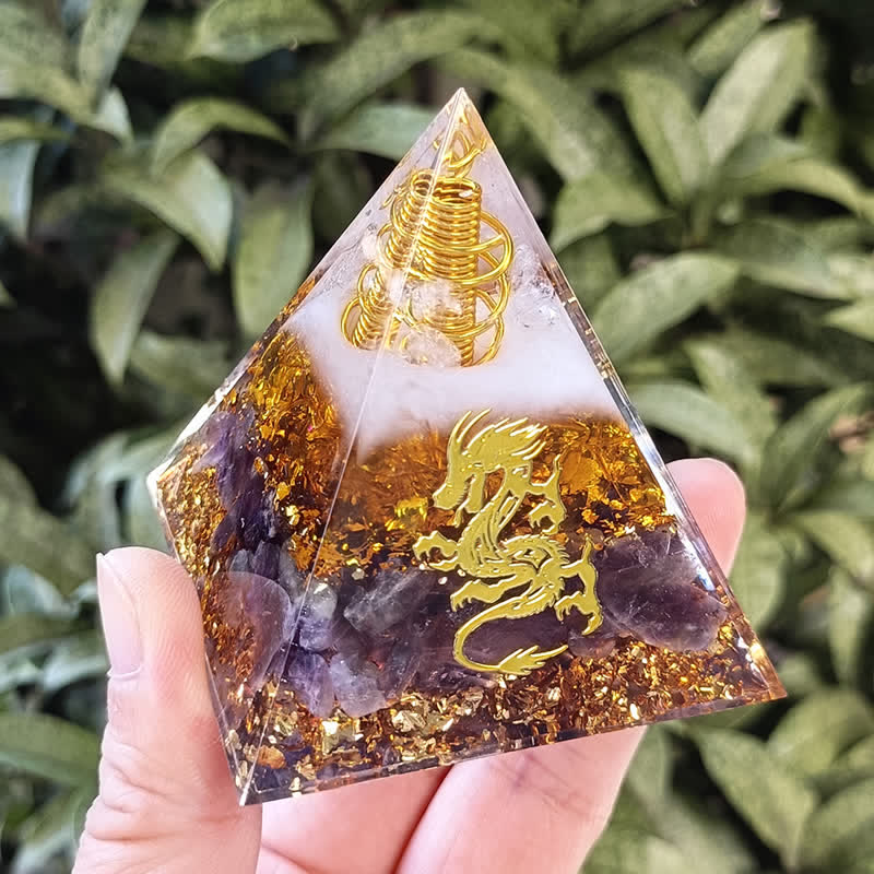 Olivenorma Quarzo Rosa Ametista Drago Adesivo Orgone Piramide