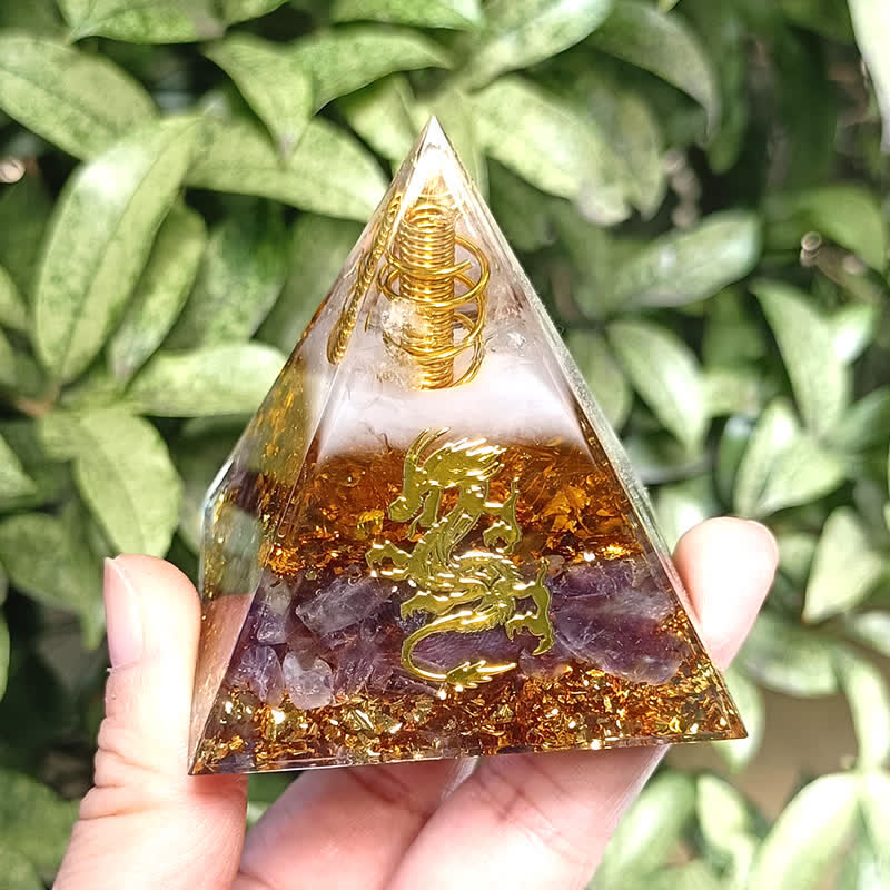 Olivenorma Quarzo Rosa Ametista Drago Adesivo Orgone Piramide