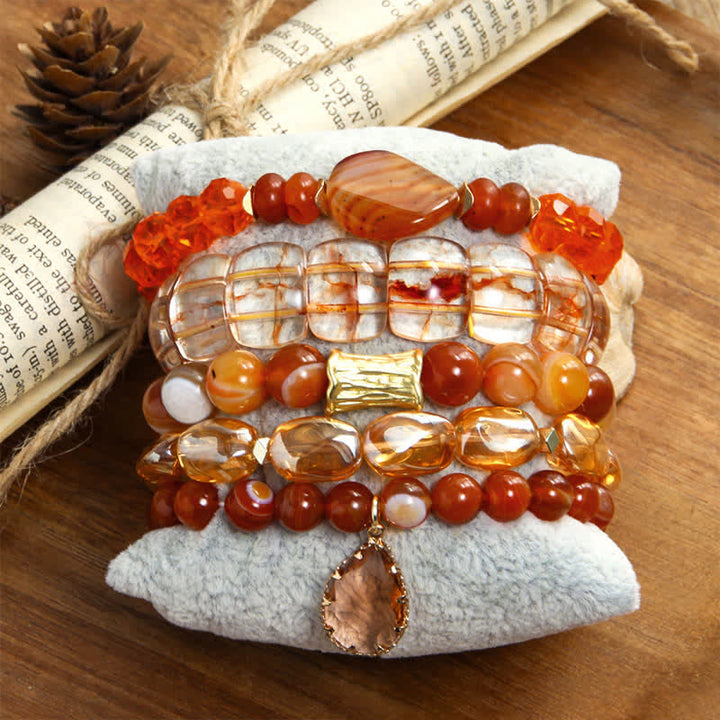 Olivenorma - Set di bracciali con pendenti a goccia d'acqua con perline a 5 strati 