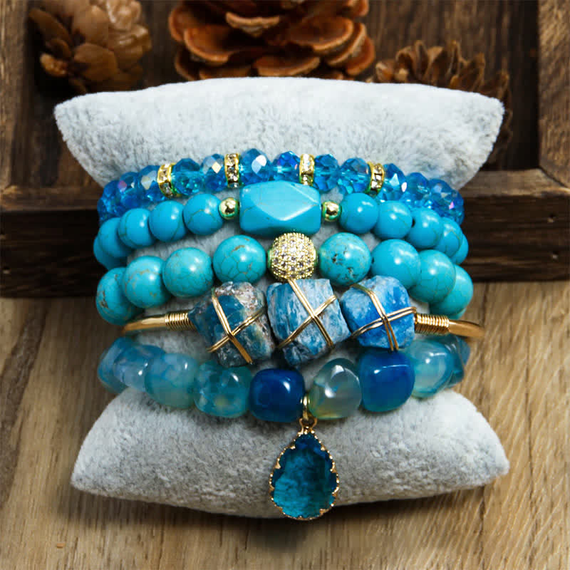 Olivenorma Tiger Eye Braccialetto di perline a 5 strati 