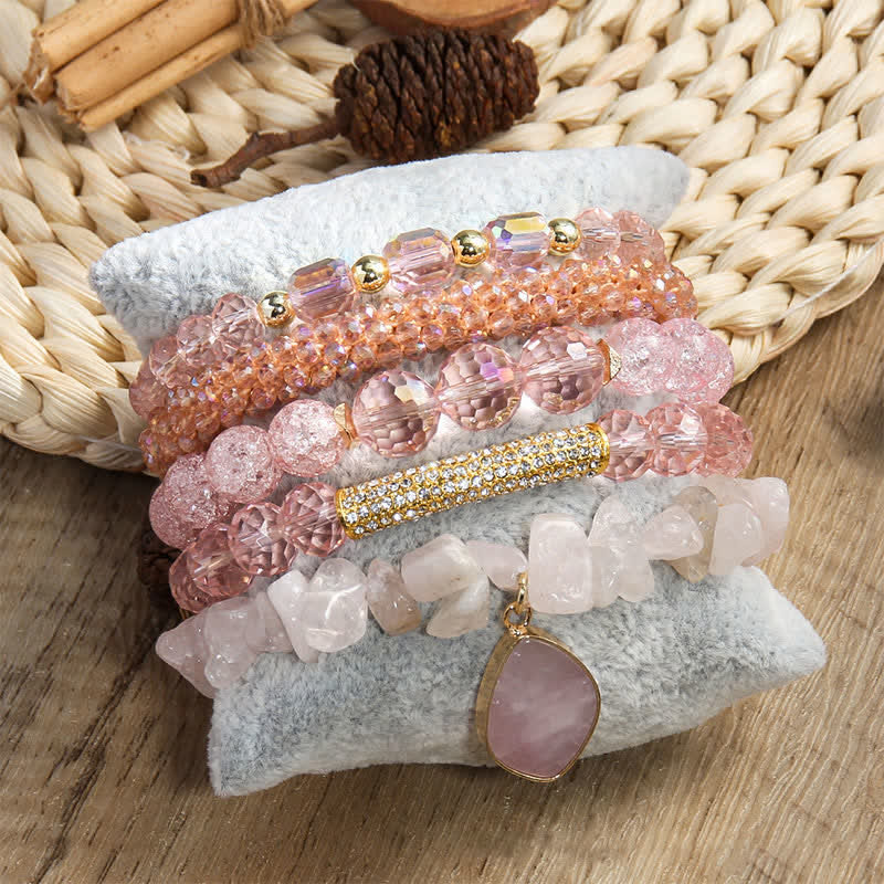 Olivenorma Set di braccialetti con perline a 5 strati con ciondolo in perla d'acqua dolce 