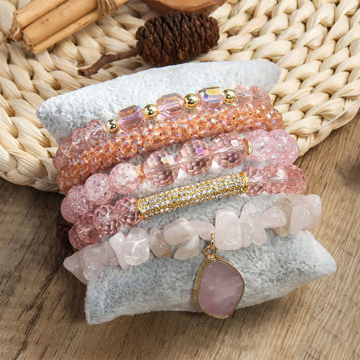 Olivenorma Set di braccialetti con perline a 5 strati con ciondolo in perla d'acqua dolce 