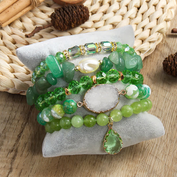 Olivenorma Set di braccialetti con perline a 5 strati con ciondolo in perla d'acqua dolce 