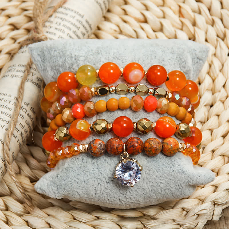 Olivenorma ciondolo malocchio set di braccialetti di perline a 5 strati 