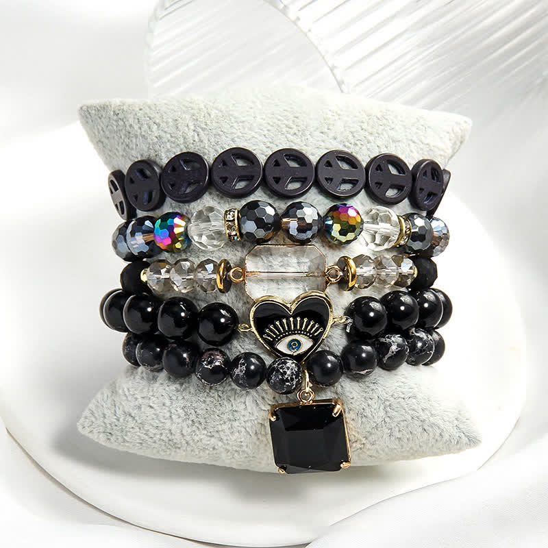 Olivenorma ciondolo malocchio set di braccialetti di perline a 5 strati 