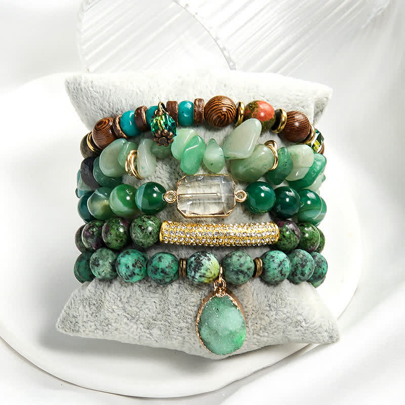 Olivenorma ciondolo malocchio set di braccialetti di perline a 5 strati 