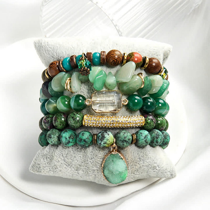 Olivenorma ciondolo malocchio set di braccialetti di perline a 5 strati 