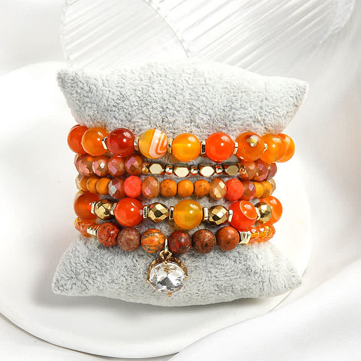 Olivenorma ciondolo malocchio set di braccialetti di perline a 5 strati 