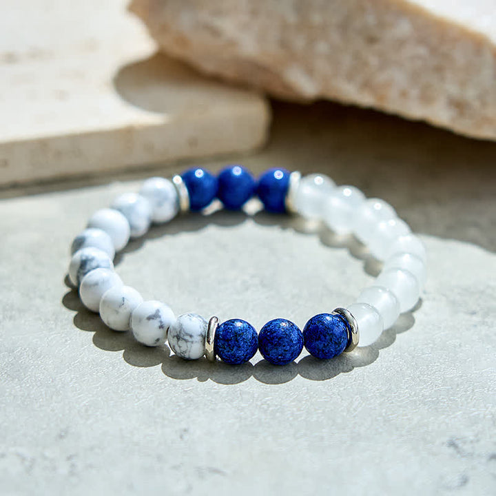 Bracciale Olivenorma con perline di lapislazzuli e cristalli trasparenti