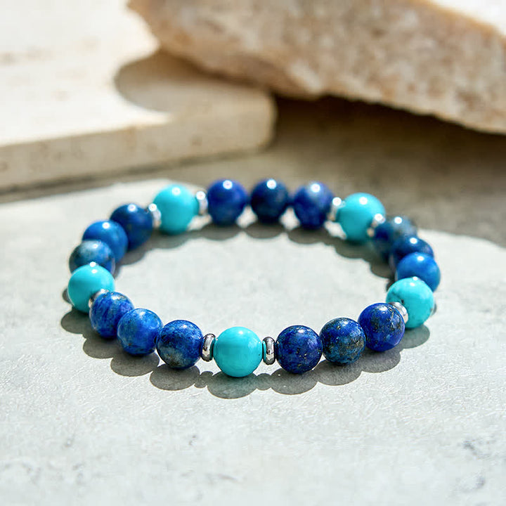 Bracciale Olivenorma con perline di turchese naturale e lapislazzuli 