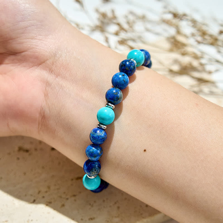 Bracciale Olivenorma con perline di turchese naturale e lapislazzuli 