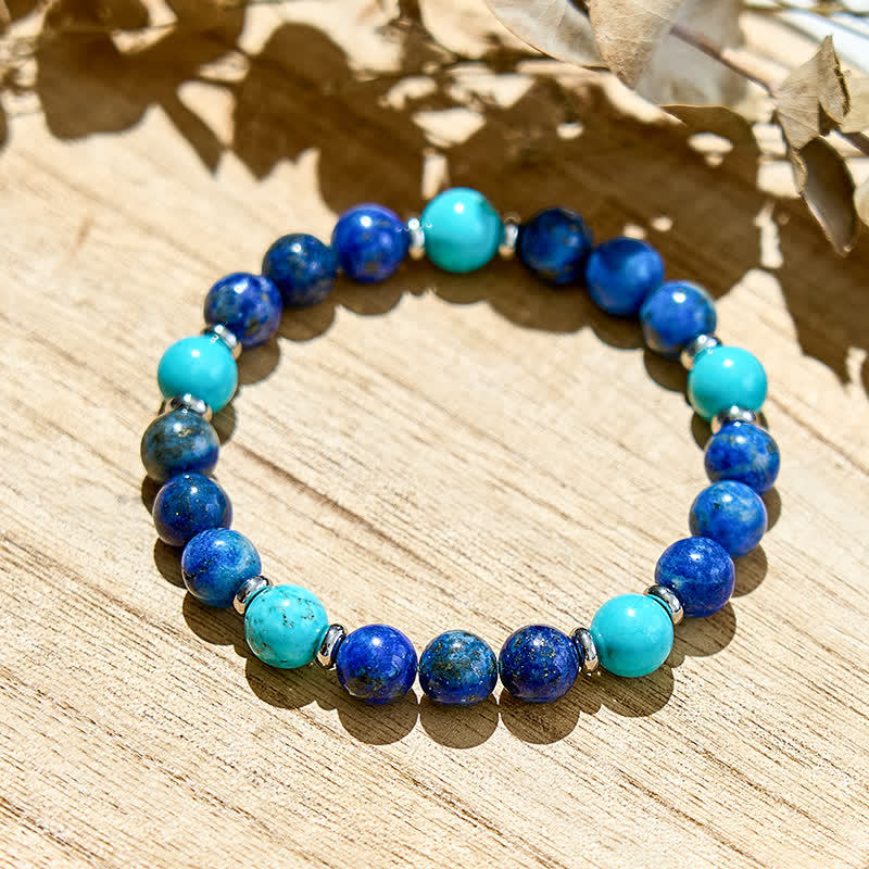 Bracciale Olivenorma con perline di turchese naturale e lapislazzuli 