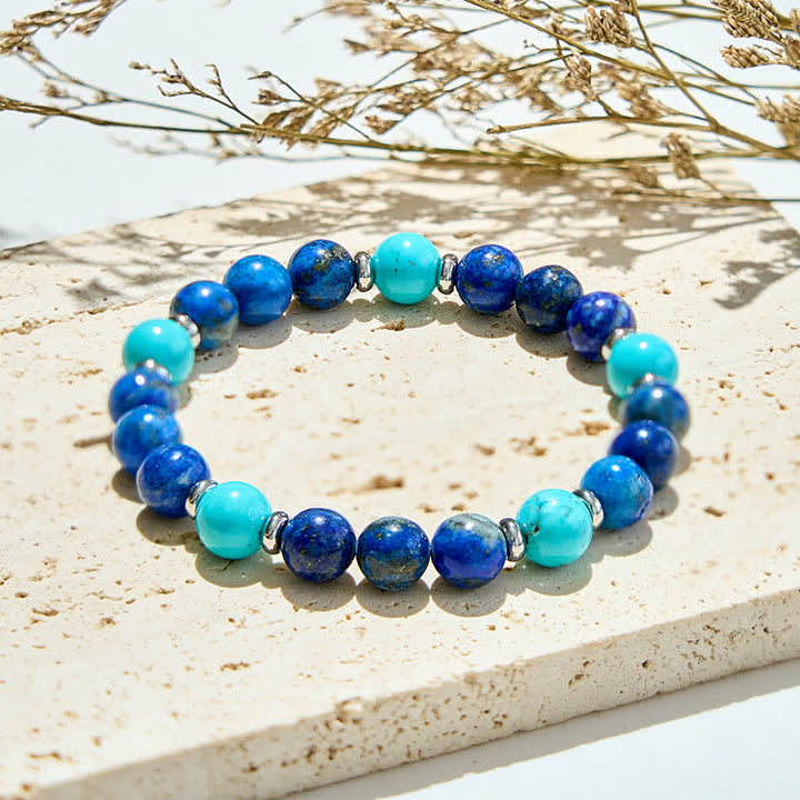 Bracciale Olivenorma con perline di turchese naturale e lapislazzuli 