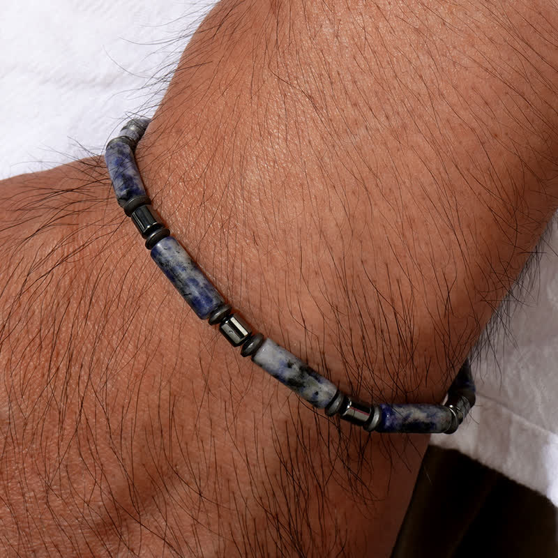 Bracciale Olivenorma con perline di diaspro blu ematite naturale 