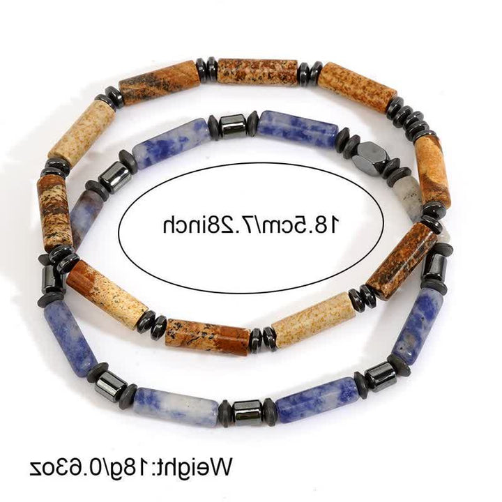 Set di bracciali Olivenorma Strip Picture Jasper e Blue Spot Jasper