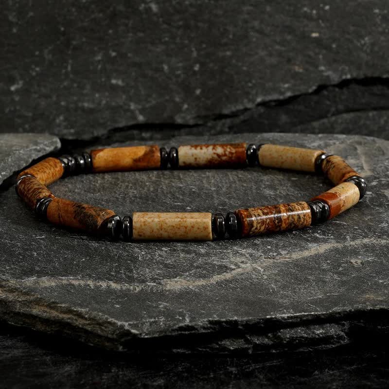 Set di bracciali Olivenorma Strip Picture Jasper e Blue Spot Jasper