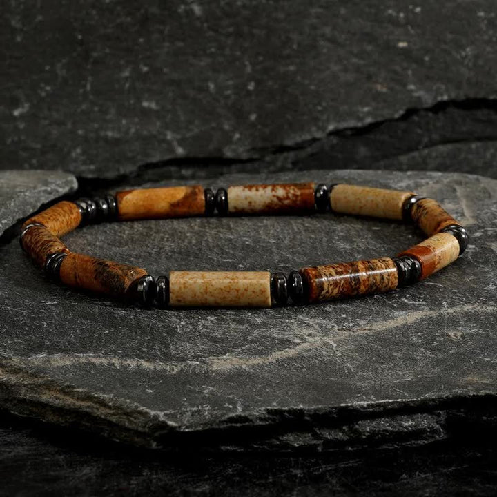 Set di bracciali Olivenorma Strip Picture Jasper e Blue Spot Jasper
