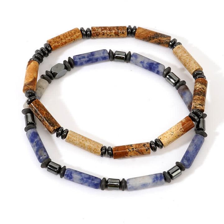 Set di bracciali Olivenorma Strip Picture Jasper e Blue Spot Jasper