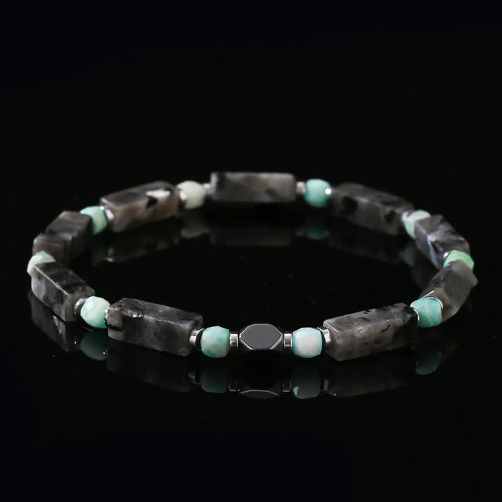 Braccialetto Olivenorma con perline di labradorite e amazzonite lunghe 