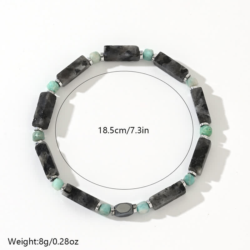 Braccialetto Olivenorma con perline di labradorite e amazzonite lunghe 