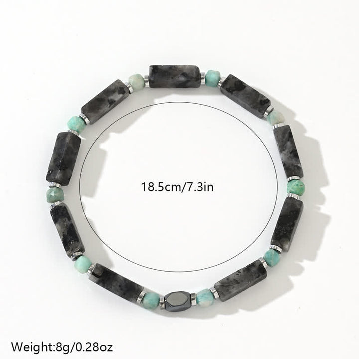 Braccialetto Olivenorma con perline di labradorite e amazzonite lunghe 