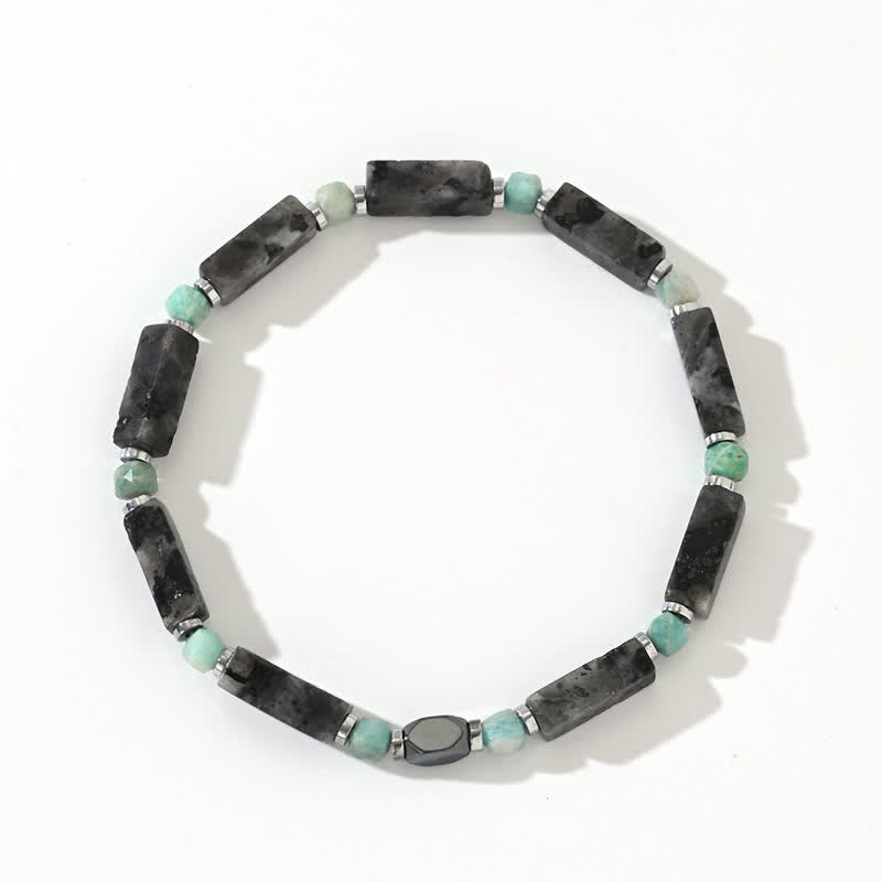 Braccialetto Olivenorma con perline di labradorite e amazzonite lunghe 