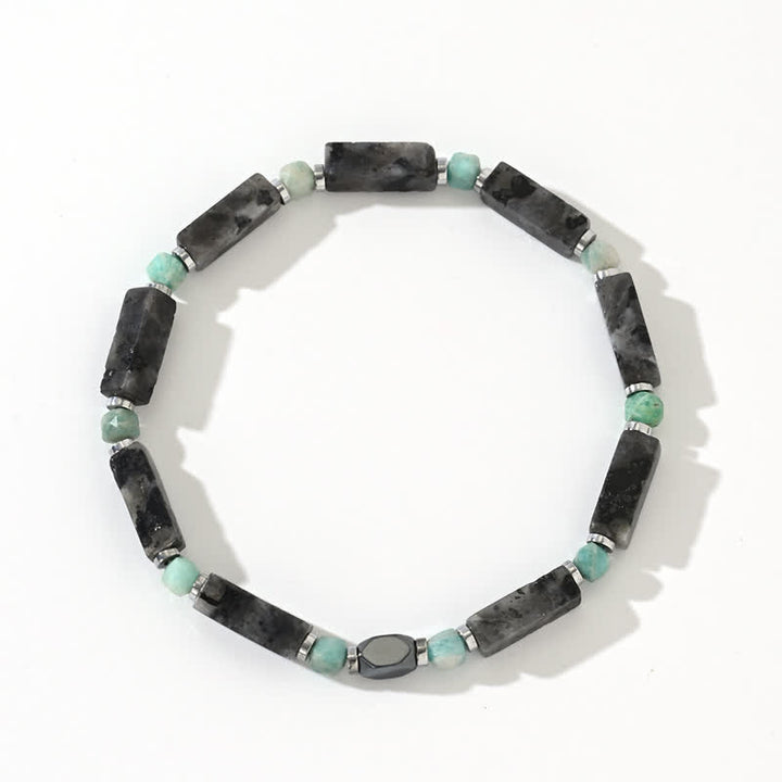 Braccialetto Olivenorma con perline di labradorite e amazzonite lunghe 